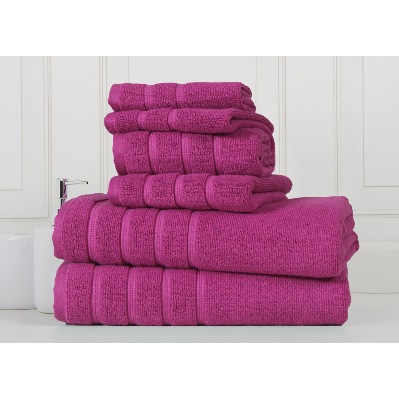 Bibb Home 6-Piece Egyptian Cotton Towel Set Zero Twist Soft Absorbent 650Gsm